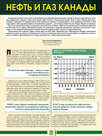 НЕФТЬ И ГАЗ КАНАДЫ. Обзорная статья